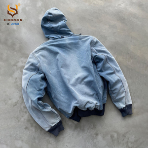 เสื้อฮู้ดดี้ครอปโอเวอร์ไซส์ทรงดิสเทรส ซิปหน้า ผ้าฝ้าย 100% หนัก 500 กรัม กันลมสำหรับฤดูหนาว เป็นมิตรต่อสิ่งแวดล้อม ผ่านกระบวนการฟอกสีแบบแอซิดวอช สไตล์สตรีทแวร์ - Product Image 3