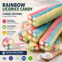 Wow'z Bulk Liquorice Sour Belts Candy Rainbow Fruity Gummy Strips Sweet Sour Straps Wholesale Candy Factory OEM Private Label