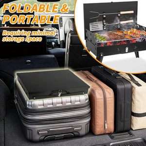 Portable Compact Charcoal BBQ Grill <b>Kit</b> Foldable Camping Grill for Outdoor Cooking with Barbecue Tools - Product Image 6