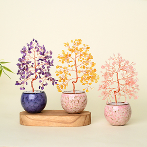 Arbre de guérison en cristal en gros, fait main, en citrine naturelle, améthyste et quartz rose, arbre à argent en cristal pour cadeaux - Product Image 6