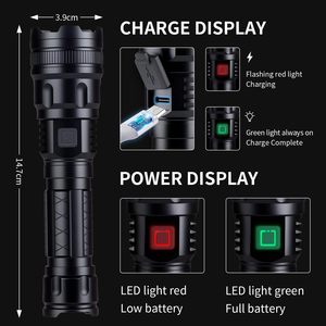 White LED Rechargeable Aluminum Tactical EDC Flashlight with 20000LM 1000m Range Zoomable IP54 Magnetic Base - Product Image 5
