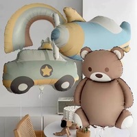 Cartoon Matte Folie Luftballons tragen Retro Auto Flugzeug Helium Hochzeits feier Dekoration Kuchen Süßigkeiten Heißluft ballon