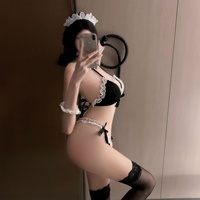 Lingerie sexy et amusante avec sangle de cou en dentelle, ensemble trois pièces pour femmes, costume de demoiselle d'honneur avec entrejambe ouvert, facile à enlever, polyester