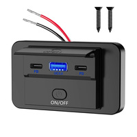 Chargeur rapide PD 120W pour bus, camping-car et yacht, avec double port USB et interrupteur électronique à bouton-poussoir, compatible avec les modèles QC30+ et QC30