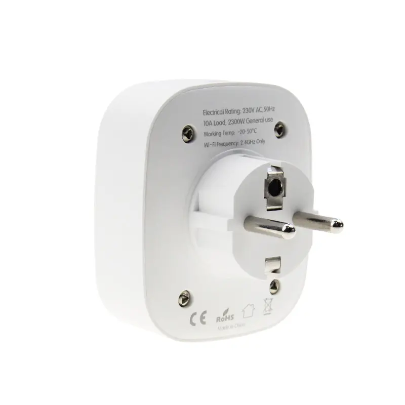 Wholesales EU plug sockets outlets 10A 2300W 2 pin plug insert with tuya app control , Alexa smart home wifi electric plug