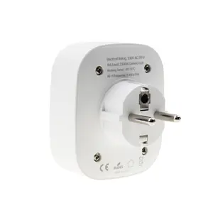 Venta al por mayor de la UE enchufes de 10A 2300W 2 pin macho insertar con tuya app control Alexa casa inteligente wifi enchufe eléctrico