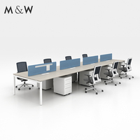 M & W Design populaire Table de bureau en bois Spécifications Taille Ensemble de prix Poste de travail pour 8 personnes Poste de travail de bureau