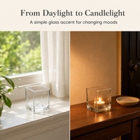 Support carré en verre pour bougie chauffe-plat, vente en gros, coupelle à bougie en verre transparent épais pour centre de table de Noël