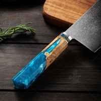 Couteau de chef professionnel en acier Damas KEENHOPE, cœur VG10, couteau de cuisine japonais de 7 pouces, manche en bois de frêne et résine