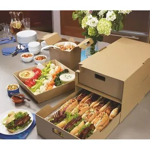 Custom Print Kartonnen Catering Togo Burger Food Tray Lade Kraftpapier Brunch Plateau Afhaalverpakking Grazing Box Sandwich