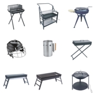 Barbecue portable manuel à rotation pour la cuisson de la viande en extérieur avec panier en filet