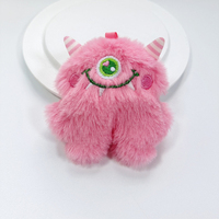 Llavero de peluche Kawaii Monstruo de un ojo, Colgante de alienígena de piel sintética peluda y adorable, Adorno de peluche suave para bolso, 6 colores, Venta al por mayor