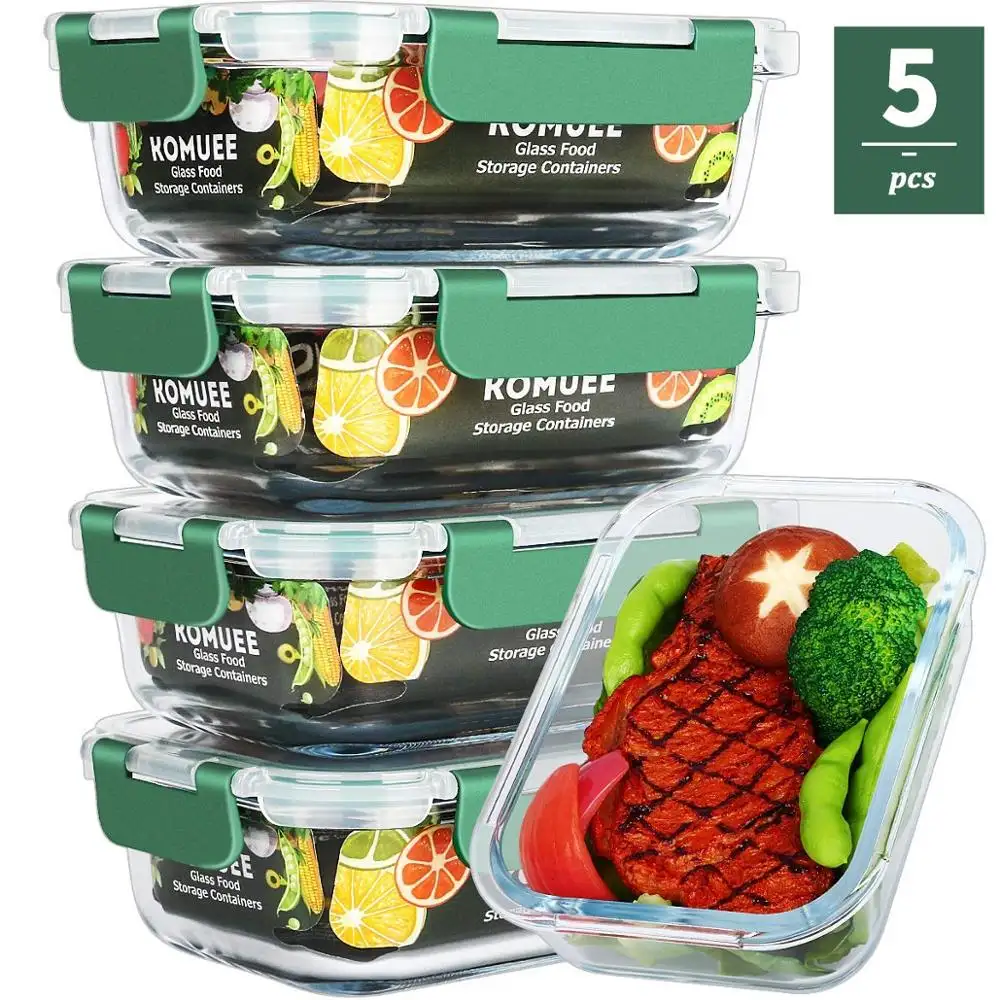 22 온스 5 갑 set Amazon (high) 저 (borosilicate (gorilla glass) 식품 용기 lunch box 와 이동식 귀