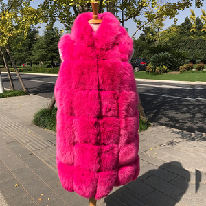 <span class=keywords><strong>Gilet</strong></span> da <span class=keywords><strong>donna</strong></span> in pelliccia di volpe ispida <span class=keywords><strong>Gilet</strong></span> di alta qualità in vera pelliccia di volpe con cappuccio imbottito di cotone con motivo a strisce a prova di vento - Product Image 5