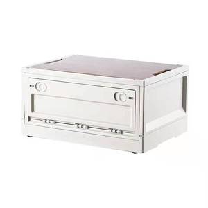 outdoor camping storage box folding plastic storage box for car trunk stackable storage bins with wooden cover