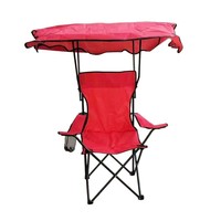 Chaise pliante d'extérieur style décontracté avec auvent, fauteuil de plage, chaise de pêche, chaise de barbecue, chaise de camping avec pare-soleil en acier au carbone, fabriquée en Chine