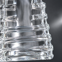 Botol Minuman Keras Kaca Bening Persegi 3D Relief Geometris dengan Leher Ulir, Botol Whiskey Kosong, Kaca Tebal, Logo Custom