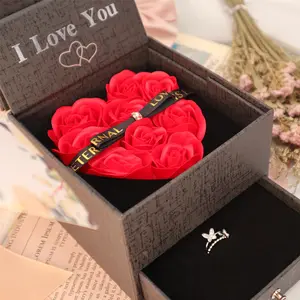 Hộp hoa hồng Hộp quà tặng ngày Valentine 2024 quà tặng ngày của mẹ Bộ trang sức thời trang Hộp hoa vuông