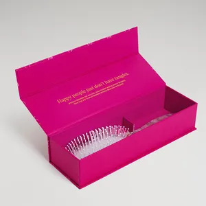 Logo personalizzato estensione dei capelli delle donne Anti crespo districante bambù legno asciugacapelli elettrico carta scatole di imballaggio per spazzole per capelli