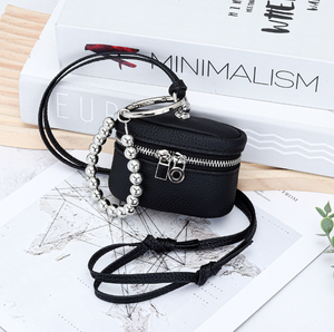 Petite bourse à monnaie portable en cuir de vachette première couche, style Ins, avec fermeture éclair, pour ranger rouge à lèvres et écouteurs - Product Image 5