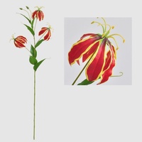 Großhandel Real Touch Künstliche 3 Köpfe Feuer lilie Blume Gloriosa Superba Dekorative Flammen lilie für Party Hotel Dekoration