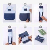 Sacs de courses pliables réutilisables en polyester avec cordon de serrage, poignée longue, poche zippée, bandoulière, portables, pour la vie quotidienne, petits