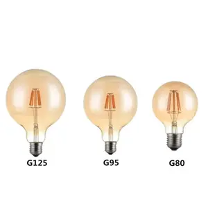 Penutup kaca pencahayaan rumah harga rendah bohlam Led filamen Cob 8W E27 G80 G95 G125