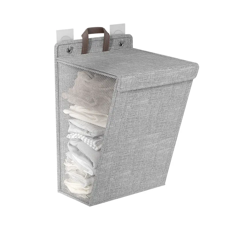 Neues Design Wohnheim Familie Lagerung grau beige zusammen klappbar hängen schmutzige Kleidung Wäsche korb mit Griff
