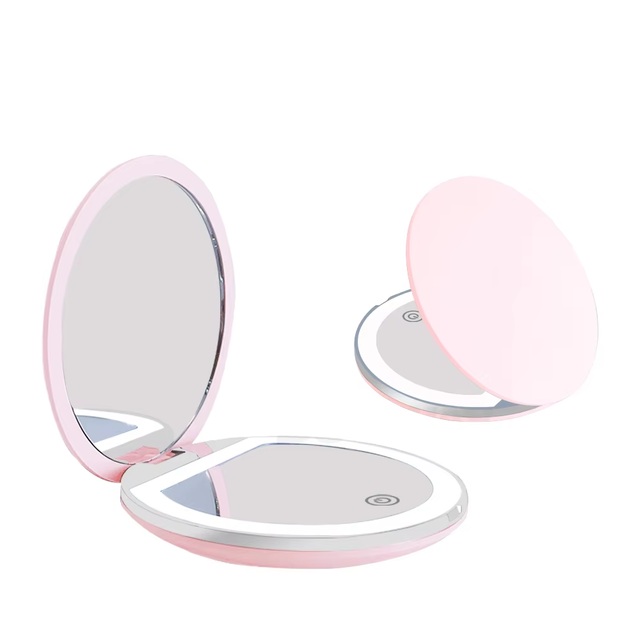 Portable Foldable Rechargeable LED Handheld Makeup Mirror Double Application Cosmetic Mirror