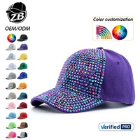 Casquette de baseball personnalisée de luxe avec strass AB, casquette en cristal couleur personnalisée, casquette de baseball colorée avec strass pour femme, idéale pour les fêtes et le streetwear