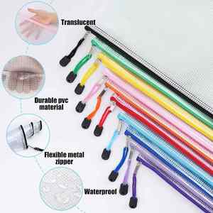 Customized Print Waterproof Pvc Document Bag Transparent Mesh Bags with Zipper A4 Clear <b>File</b> <b>Storage</b> Bag <b>File</b> Pouch for School - Product Image 3