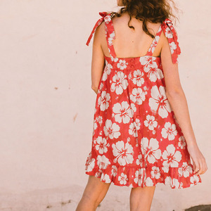 Robe de plage hawaïenne à imprimé floral personnalisée par le fabricant, luxueuse, respirante, en lin et coton, mini-robe. - Product Image 4