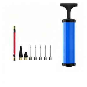 Pompe à air portable mini gonflable ActEarlier bleue et rouge pour ballon de basket, ballon de football, ballon de yoga avec plusieurs embouts - Product Image 1
