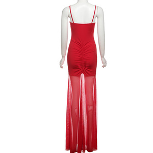 Vestidos Elegantes de Malla con Cordones y Escote Halter en Color Sólido para Mujer, Nueva Colección Sexy - Product Image 5