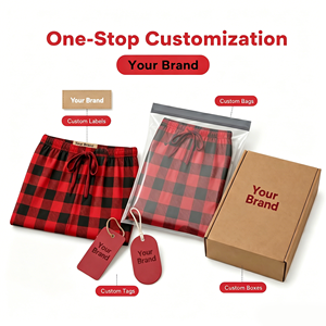 Pantalones de Pijama a Cuadros Rojos Navideños para Mujer, Estampado Completo Personalizado Bajo Demanda, Parte Inferior de Ropa de Dormir a Cuadros Rojos - Product Image 4