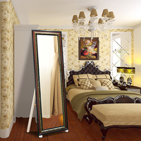 Miroir sur pied rectangulaire de style Art déco, avec cadre en verre, pour la décoration de la maison