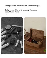 Boîte à bijoux rétro en bois massif noyer Rangement de bureau créatif