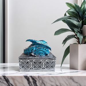 Шкатулка для украшений в виде статуи дракона, средневековый Фэнтезийный миф дракон с крышкой, коробка для украшений в виде сокровищ, Подарочная коробка для украшения статуи дракона. - Product Image 3