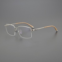 Montura Óptica Rectangular de Titanio, Semi-Sin Montura, de Alta Calidad, Ligera, Cómoda, Unisex, para Lectura, con Diamantes