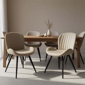 Set di 2 sedie da pranzo moderne imbottite in tessuto con schienale curvo e gambe in metallo per la casa, la cucina e la sala da pranzo. - Product Image 2