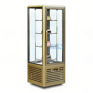 Gouden Kleur Frame <span class=keywords><strong>4</strong></span> Zijden Glas 2 Deurs Staande Koelvitrine voor Bakkerij Taart Dranken Koelkast met Rotatiesysteem - Product Image 6