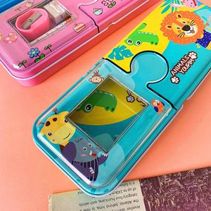 Vente en gros de papeterie double couche à fenêtre ouverte, trousse à crayons en métal pour étudiants, dessin animé kuromi mélodie, papeterie en gros - Product Image 2