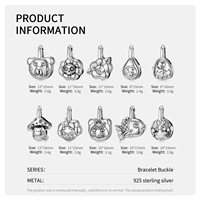 Gelang Rantai Ular Perak Sterling 925 Asli dengan Liontin Beruang Lucu, Bunga, dan Lobster untuk Wanita, Perhiasan Fashion untuk Pembuatan Perhiasan