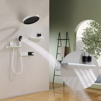 Robinet de salle de bain intelligent 2026 avec thermostat numérique et étagère, température constante, pommeau de douche circulaire blanc, système de douche