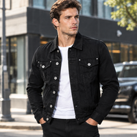 Ventes en gros de vestes en jean pour hommes avec logo personnalisé, vêtements de mode, vestes en jean noir pour hommes/vestes en toile pour hommes