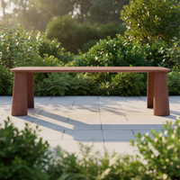 Table basse rectangulaire en ciment Wabi Sabi avec plateau en bois, style moderne, luxe léger, écologique, durable, pour petit appartement, salon, maison