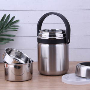 Stainless Steel Double Layer Vacuum Insulated <b>Lunch</b> <b>Box</b> Portable Bento <b>Box</b> For Adults Cylinder Shape Solid Color - Product Image 3