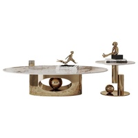 Table basse ovale moderne de designer italien Woerfu, luxe haut de gamme pour salon, style Normcore, réglable, en acier inoxydable et ardoise