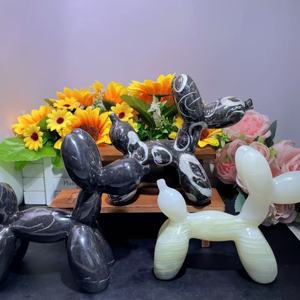 Venta al por mayor de artículos populares: Figura de perro globo de jade con fósiles marinos coloridos, artesanía de cristal curativo con animales de cueva para decoración del hogar - Product Image 5