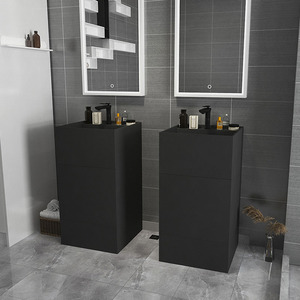 Lavabo de baño de mármol blanco, lavamanos artificial de superficie sólida para suelo, lavabo de Pedestal con casillero, oferta de Hotel <span class=keywords><strong>2022</strong></span> - Product Image 5